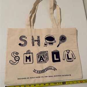 Rifle Paper Co. 'Shop Small' Cream Tote bag American Express reusable
